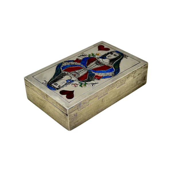 Russian silver gilt and champleve enamel card case,St Petersburg, 1890. - image 3