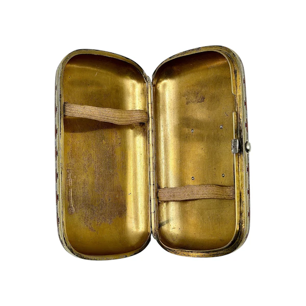 Russian silver gilt and champleve enamel cigarette case, Moscow, 1883 by Khlebnikov. - image 3