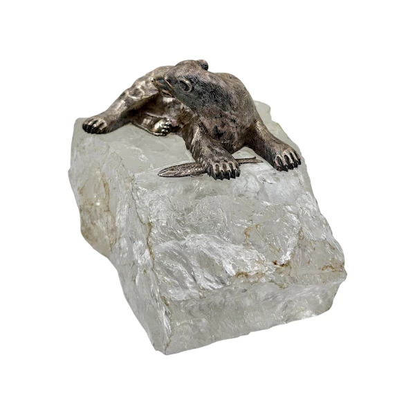 Russian silver bear on ice rock, St Petersburg, c.1890. - image 3