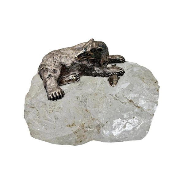 Russian silver bear on ice rock, St Petersburg, c.1890. - image 2