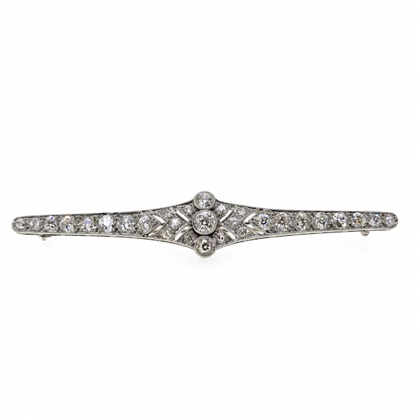 Edwardian Platinum & Diamond Bar Brooch circa 1910 - image 2