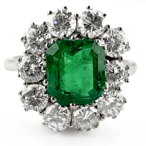 Vintage Emerald & Diamond Cluster Ring - Saddingtons Jewellery Stand 375 - image 1