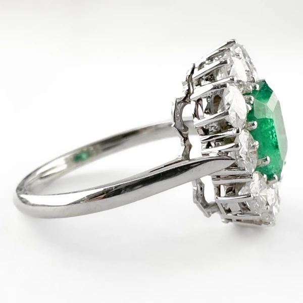 Vintage Emerald & Diamond Cluster Ring - Saddingtons Jewellery Stand 375 - image 3