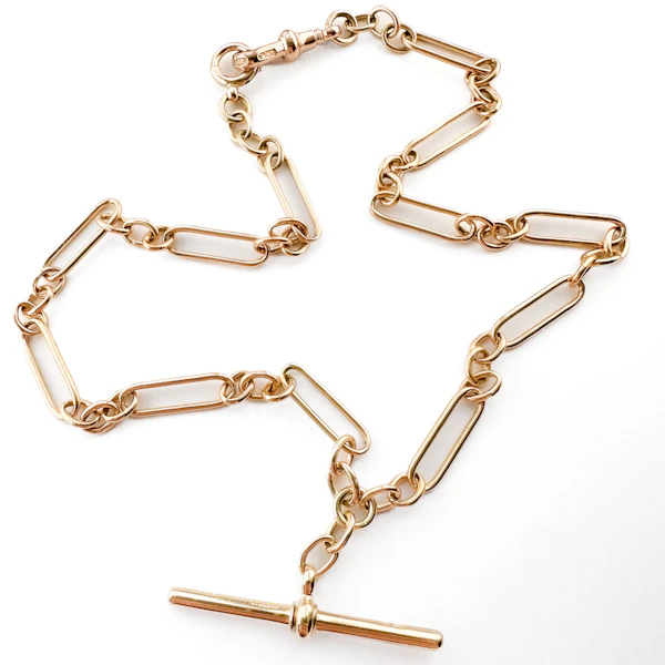Antique 17.5″ Trombone Link Albert Chain - Saddingtons Jewellery Stand 375 - image 3