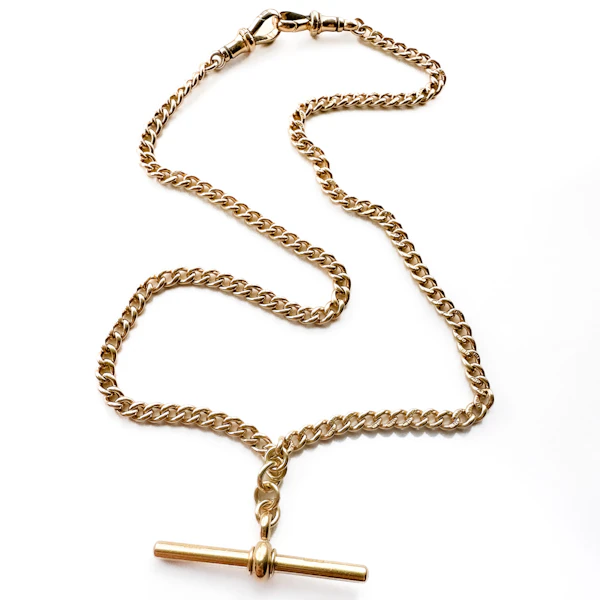 16.5″ Narrow Curb Link Albert Chain - Saddingtons Jewellery Stand 375 - image 2