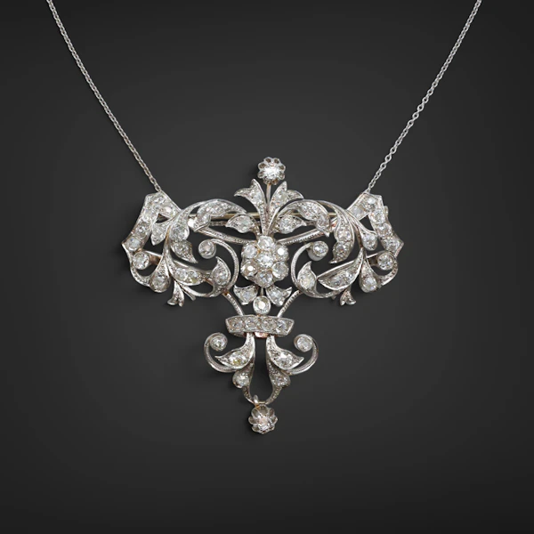 Lovely Art Deco Diamond Platinum Pendant/Brooch at Deco&Vintage Ltd - image 3
