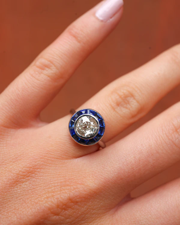 Lovely Art Deco French Diamond And Sapphire Ring at Deco&Vintage Ltd - image 2