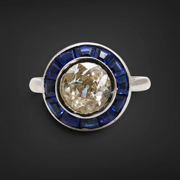 Lovely Art Deco French Diamond And Sapphire Ring at Deco&Vintage Ltd - image 4