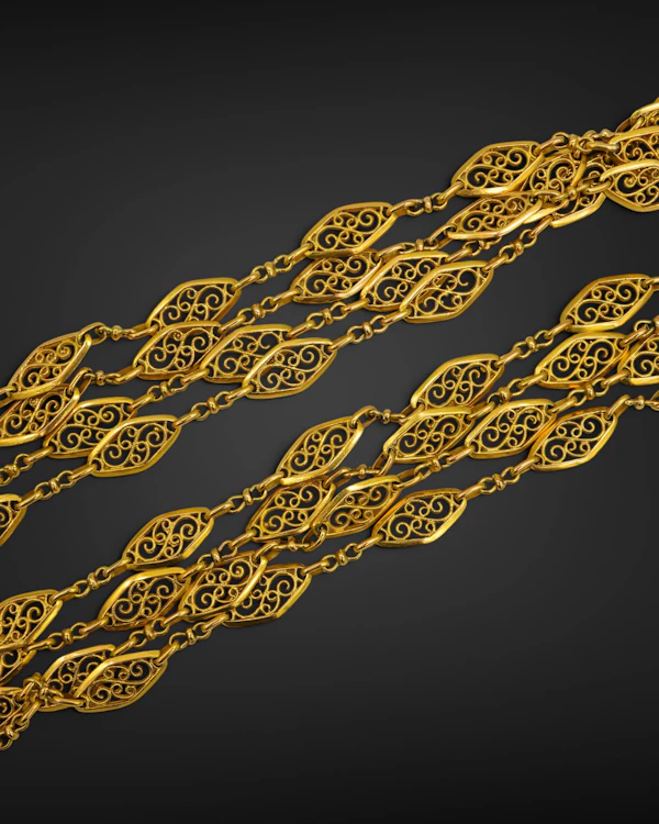 Lovely Art Nouveau French 18ct Long Chain at Deco&Vintage Ltd - image 4