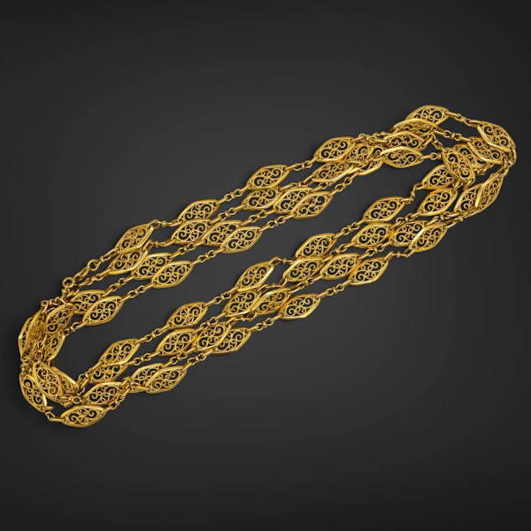 Lovely Art Nouveau French 18ct Long Chain at Deco&Vintage Ltd - image 3