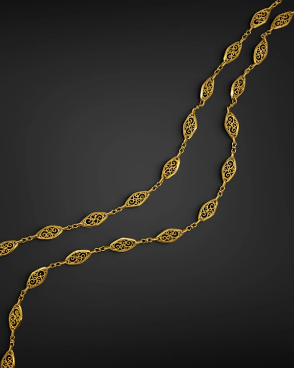 Lovely Art Nouveau French 18ct Long Chain at Deco&Vintage Ltd - image 5