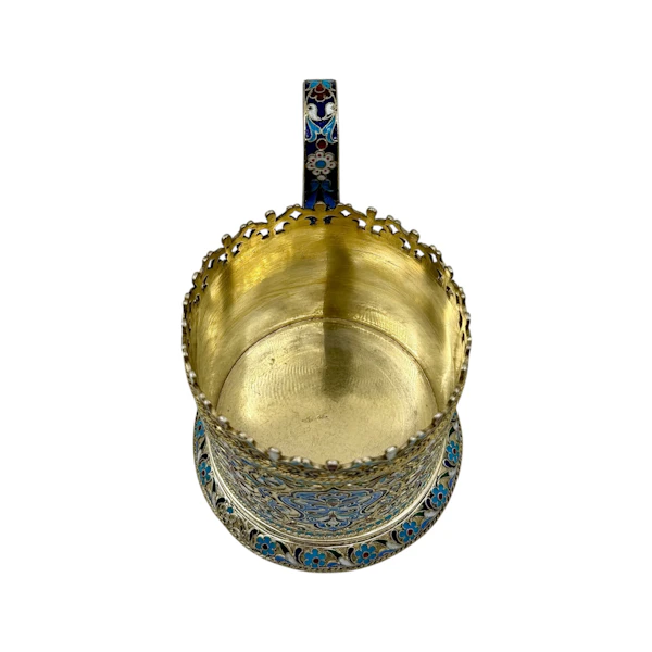 Russian silver gilt and cloisonné enamel tea glass holder, Moscow, c.1900 by - image 6