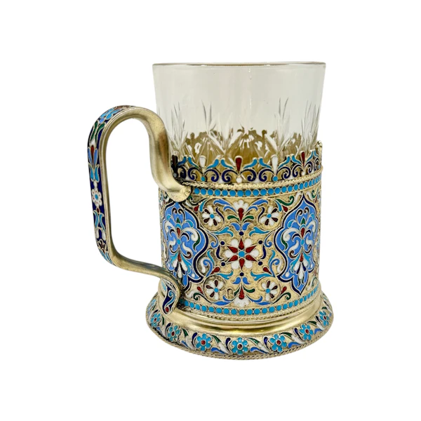 Russian silver gilt and cloisonné enamel tea glass holder, Moscow, c.1900 by - image 3
