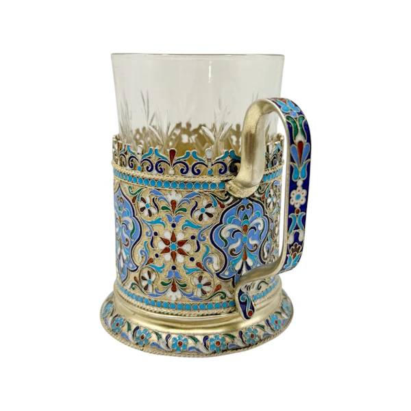 Russian silver gilt and cloisonné enamel tea glass holder, Moscow, c.1900 by - image 2