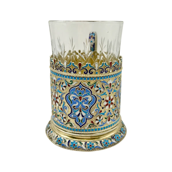 Russian silver gilt and cloisonné enamel tea glass holder, Moscow, c.1900 by - image 4