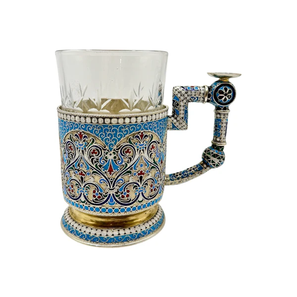 Russian silver gilt and cloisonné enamel tea glass holder, Moscow, c.1890. - image 2