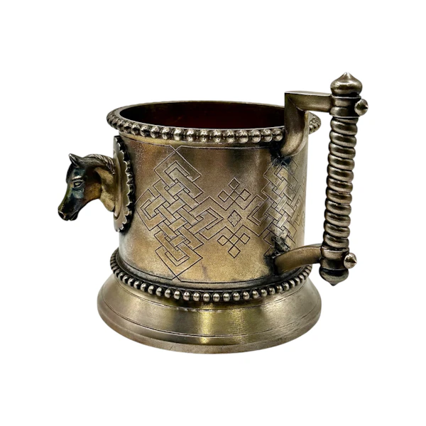 Russian silver gilt horses tea glass holder, St Petersburg, 1880 by Theodor Nugren. - image 3