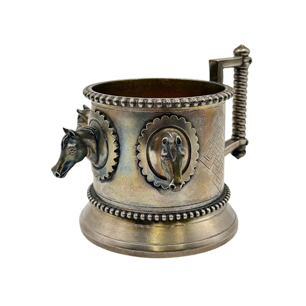 Russian silver gilt horses tea glass holder, St Petersburg, 1880 by Theodor Nugren. - image 2