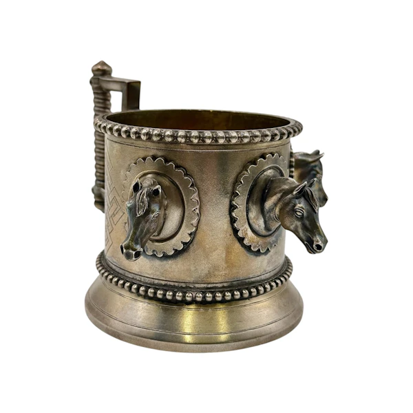 Russian silver gilt horses tea glass holder, St Petersburg, 1880 by Theodor Nugren. - image 5