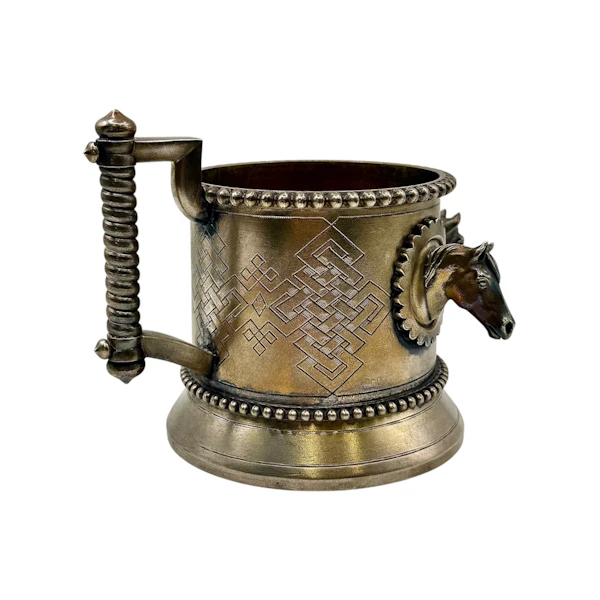 Russian silver gilt horses tea glass holder, St Petersburg, 1880 by Theodor Nugren. - image 4
