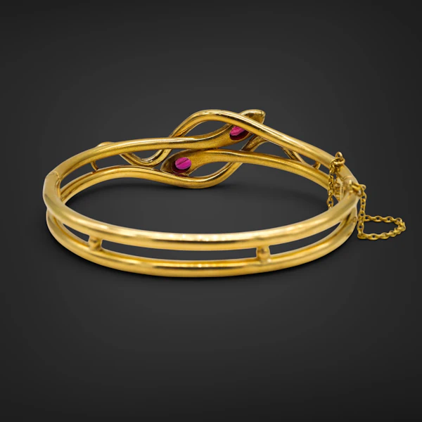 Lovely Victorian French Ruby Double Snake Bangle at Deco&Vintage Ltd - image 5
