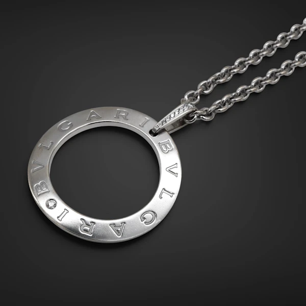 Lovely Bulgari Diamond 18ct White Gold Pendant at Deco&Vintage Ltd - image 3