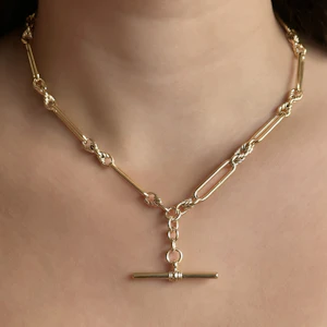 Antique Edwardian 17.5″ Trombone Link Albert Chain - Saddingtons Jewellery Stand 375