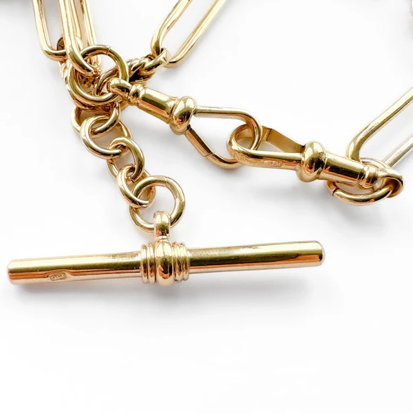 Antique Edwardian 17.5″ Trombone Link Albert Chain - Saddingtons Jewellery Stand 375 - image 3