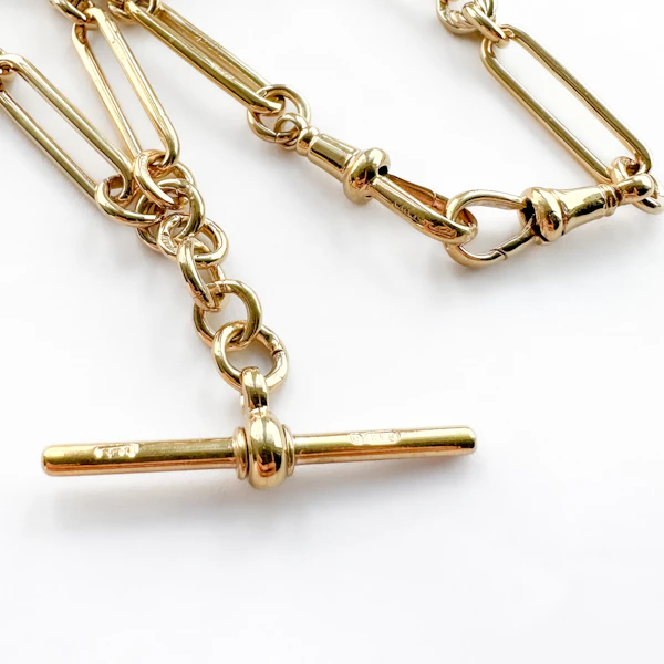 Edwardian 16.5″ Trombone & Knot Link Albert Chain - Saddingtons Jewellery Stand 375 - image 2