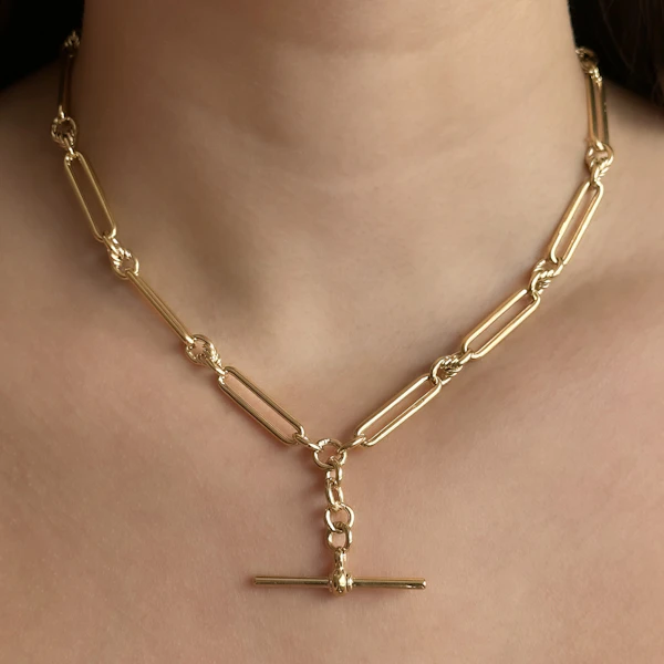 Edwardian 16.5″ Trombone & Knot Link Albert Chain - Saddingtons Jewellery Stand 375 - image 1