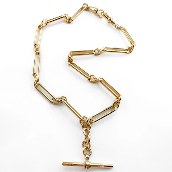 Edwardian 16.5″ Trombone & Knot Link Albert Chain - Saddingtons Jewellery Stand 375 - image 3