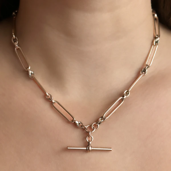 Edwardian Trombone & Squared Love Knot Albert Chain - Saddingtons Jewellery Stand 375 - image 1
