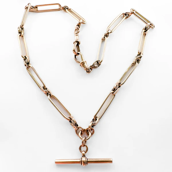 Edwardian Trombone & Squared Love Knot Albert Chain - Saddingtons Jewellery Stand 375 - image 2