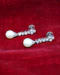 A fine pair of Platinum, Cultured Pearl & Diamond Drop Earrings. Circa 1950 - image 3