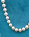 A fine Yellow Gold & Strung Cultured Pearl Necklace, set with four Round Cut Natural Sapphires (0.40 carats) and eighty three Oval and Near Shaped Cultured Pearls. Circa 1960 - image 3