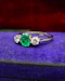 A very fine Colombian Emerald & Diamond Three Stone Ring set in 18ct White Gold, Circa 1955 - image 2