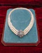 A very fine High Carat (tested), Yellow Gold, Silver tipped Oval Diamond Clasp, with double receipt fasteners for a triple row necklace of Cultured Pearls - image 1
