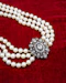 A very fine High Carat (tested), Yellow Gold, Silver tipped Oval Diamond Clasp, with double receipt fasteners for a triple row necklace of Cultured Pearls - image 2