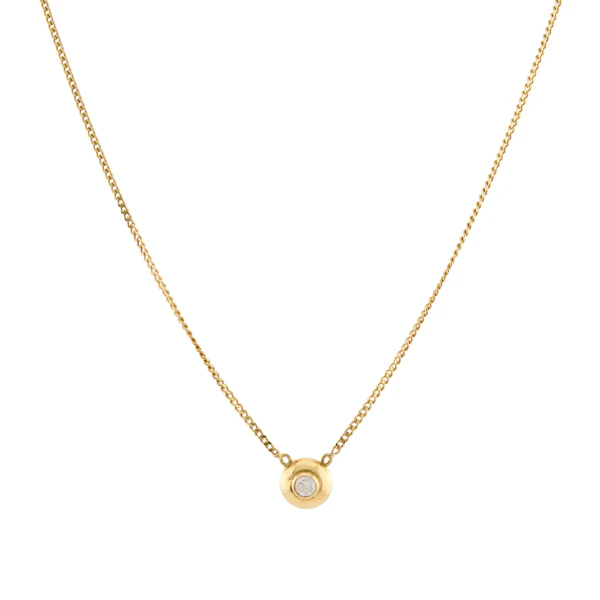 Vintage 18ct Yellow Gold Rubover Diamond Necklace Spectrum Antiques - image 1