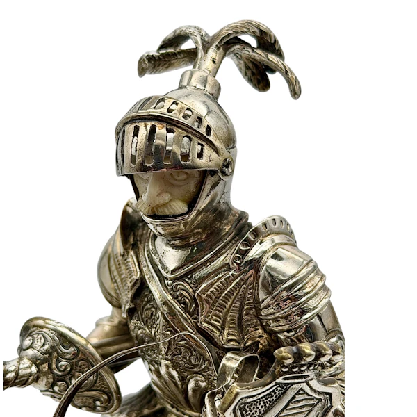 Early 20th Century continental silver knight on a horse. - image 3