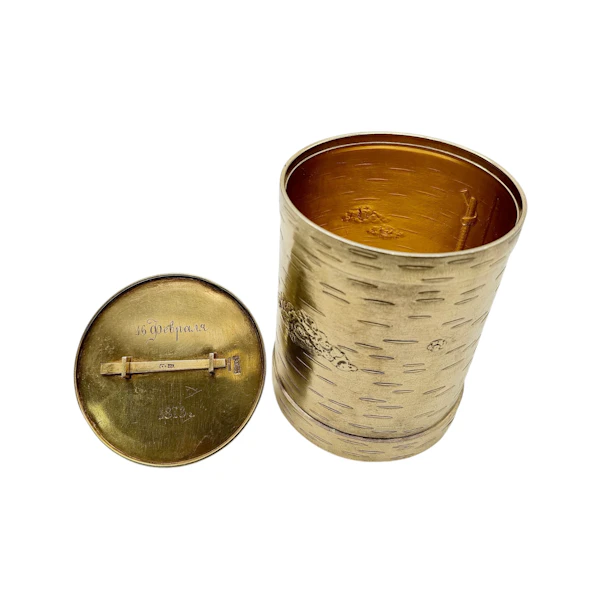 Antique Russian silver gilt trompe l'oeil large honey pot, Moscow 1872. - image 6