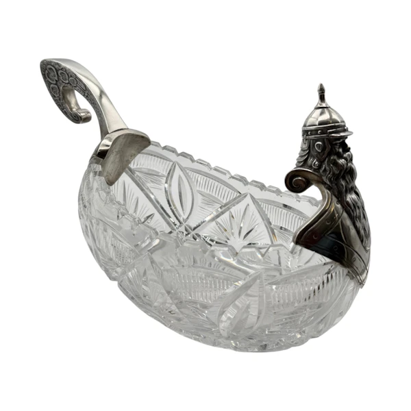 Russian silver and cut glass kovsh, Moscow by Piotr Loskutov, c.1910. - image 3