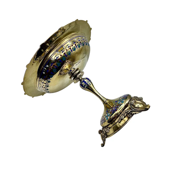 Russian silver gilt and champleve enamel tazza, Moscow, c.1880s by Pavel Ovchinnikov. - image 5