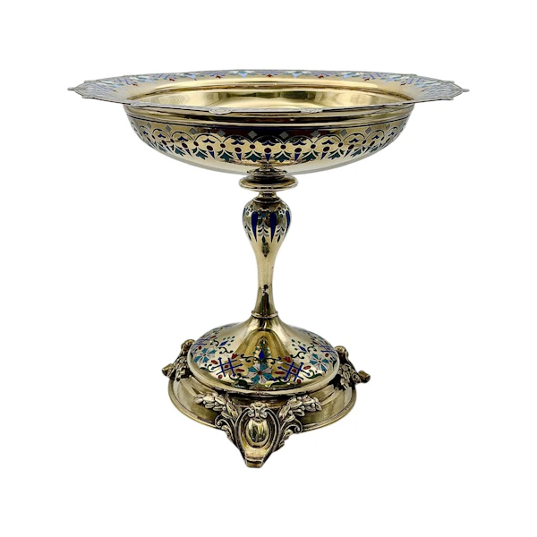 Russian silver gilt and champleve enamel tazza, Moscow, c.1880s by Pavel Ovchinnikov. - image 2