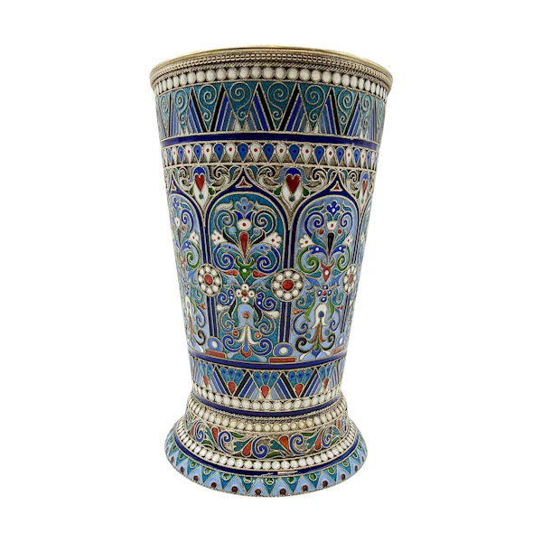 Russian silver gilt and cloisonné enamel cup, Moscow by Pavel Ovchinnikov, 1894. - image 2