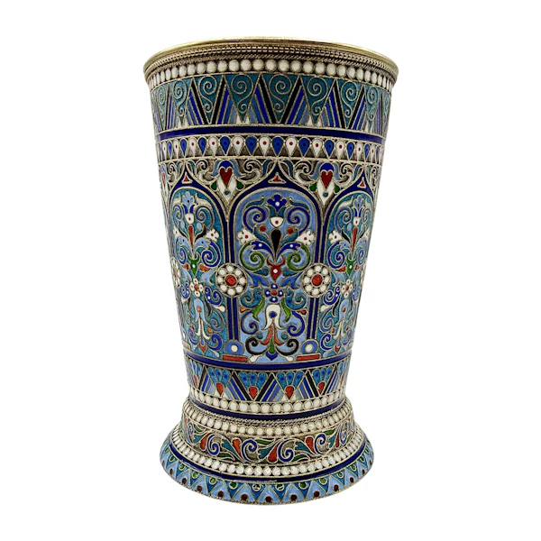 Russian silver gilt and cloisonné enamel cup, Moscow by Pavel Ovchinnikov, 1894. - image 4