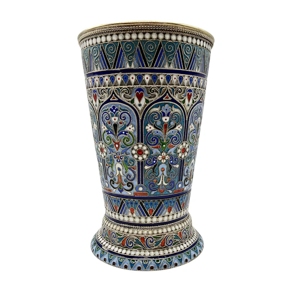 Russian silver gilt and cloisonné enamel cup, Moscow by Pavel Ovchinnikov, 1894. - image 3