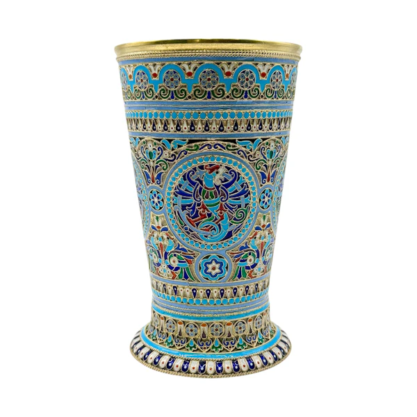 Russian silver gilt and cloisonné enamel cup, Moscow by Pavel Ovchinnikov, 1895. - image 2