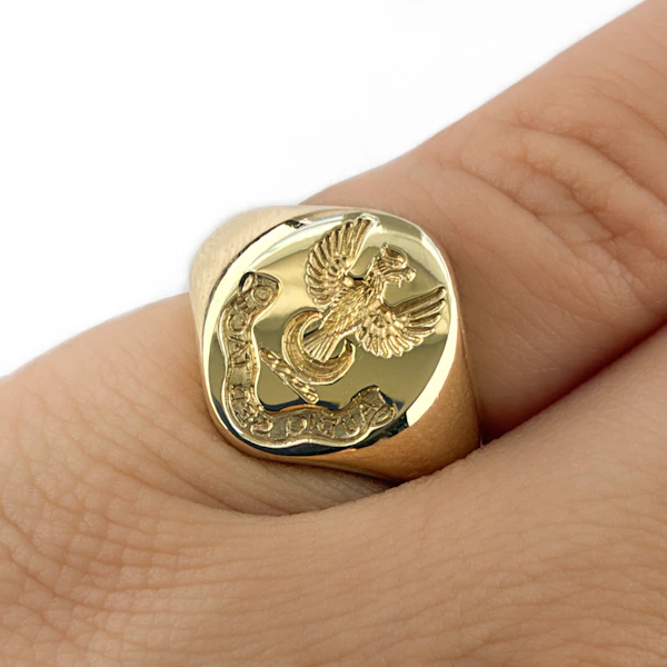 Vintage Eagle Intaglio & Motto Signet Ring - Saddingtons Jewellery Stand 375 - image 2