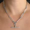 Silver Trombone Link 18″ Albert Chain - Saddingtons Jewellery Stand 375 - image 1